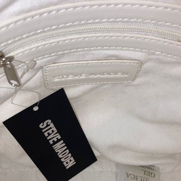 Steve Madden B Theory White Philosophy Tote Silver Spacious Casual Dressy Beach - Picture 12 of 12
